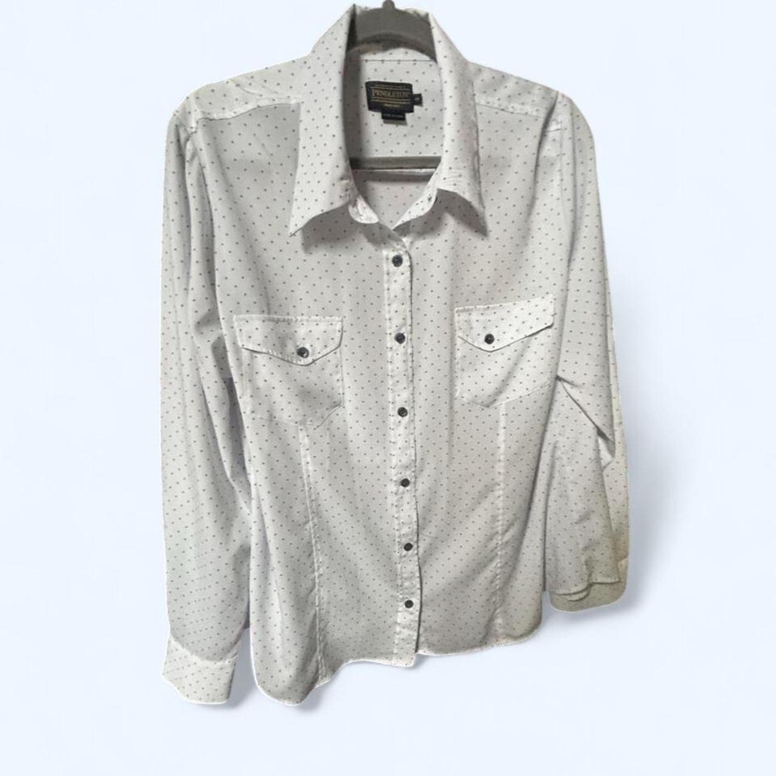 Size 18 Pendleton Button/Up Blouse Cream With Blue Polka Dots